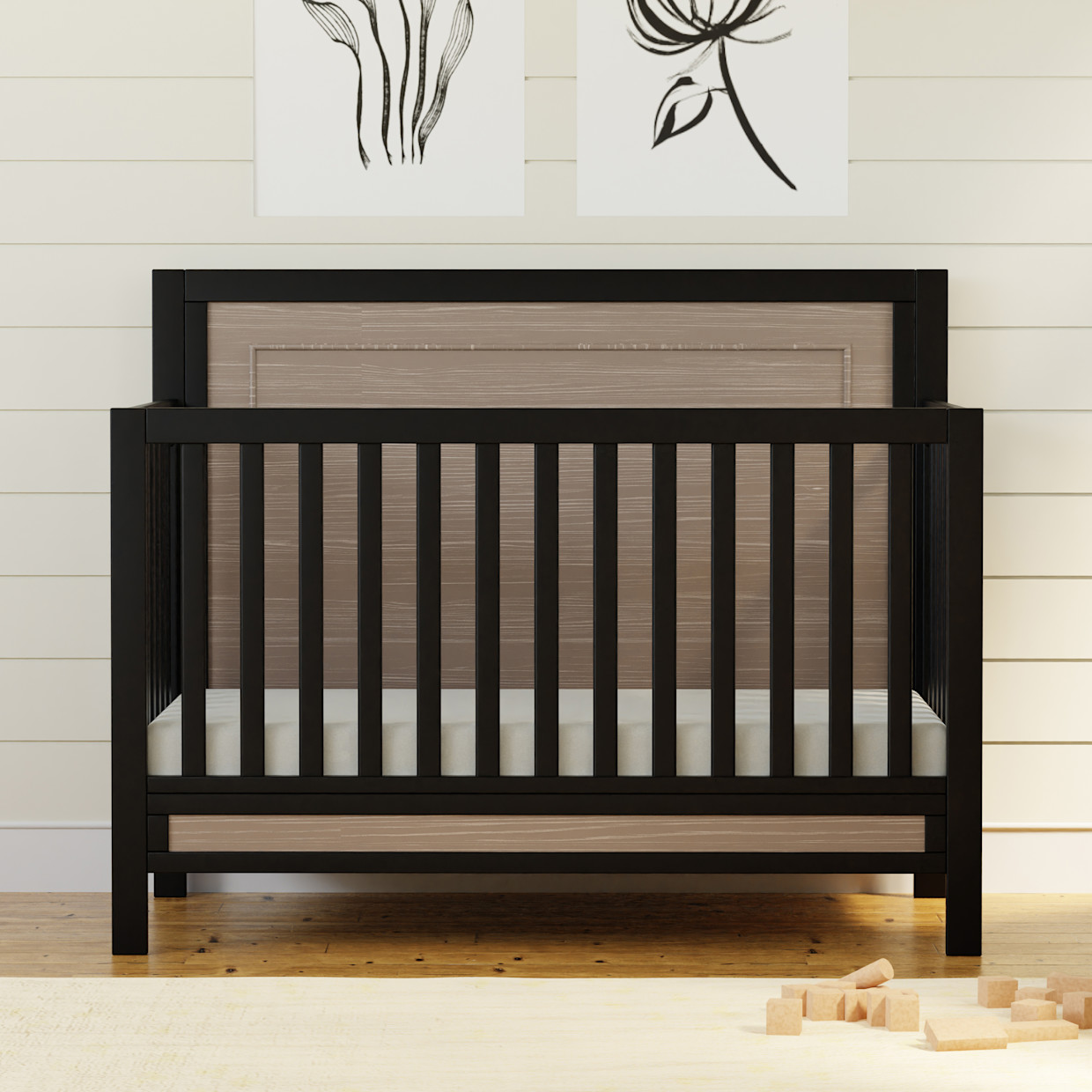 Carter's by daVinci Radley 4-in-1 Convertible Crib - Ebony/Coastwood.