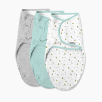 SwaddleMe by Ingenuity Easy Change Baby Swaddle in Size Small/Medium, 0-3 Months, 7-14 Pounds, 3-Pack with Easy Change Zipper - Little Bees