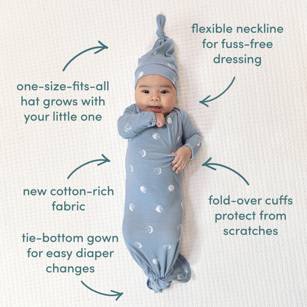 Aden + Anais Comfort Knit Knotted Gown + Hat Gift Set - Blue Moon.