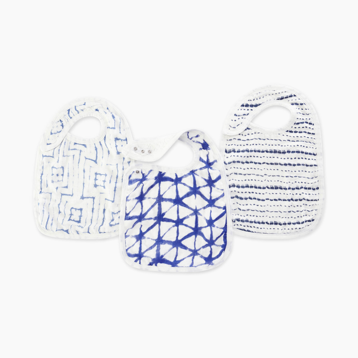 Aden + Anais Silky Soft Snap Bib (3 Pack) - Indigo Shibori.