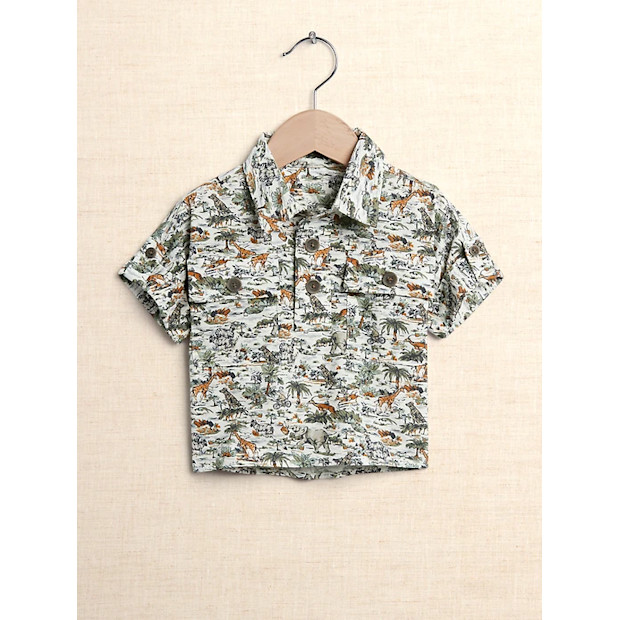 Baby Cotton Safari Shirt in Zoo Print - $45.00.
