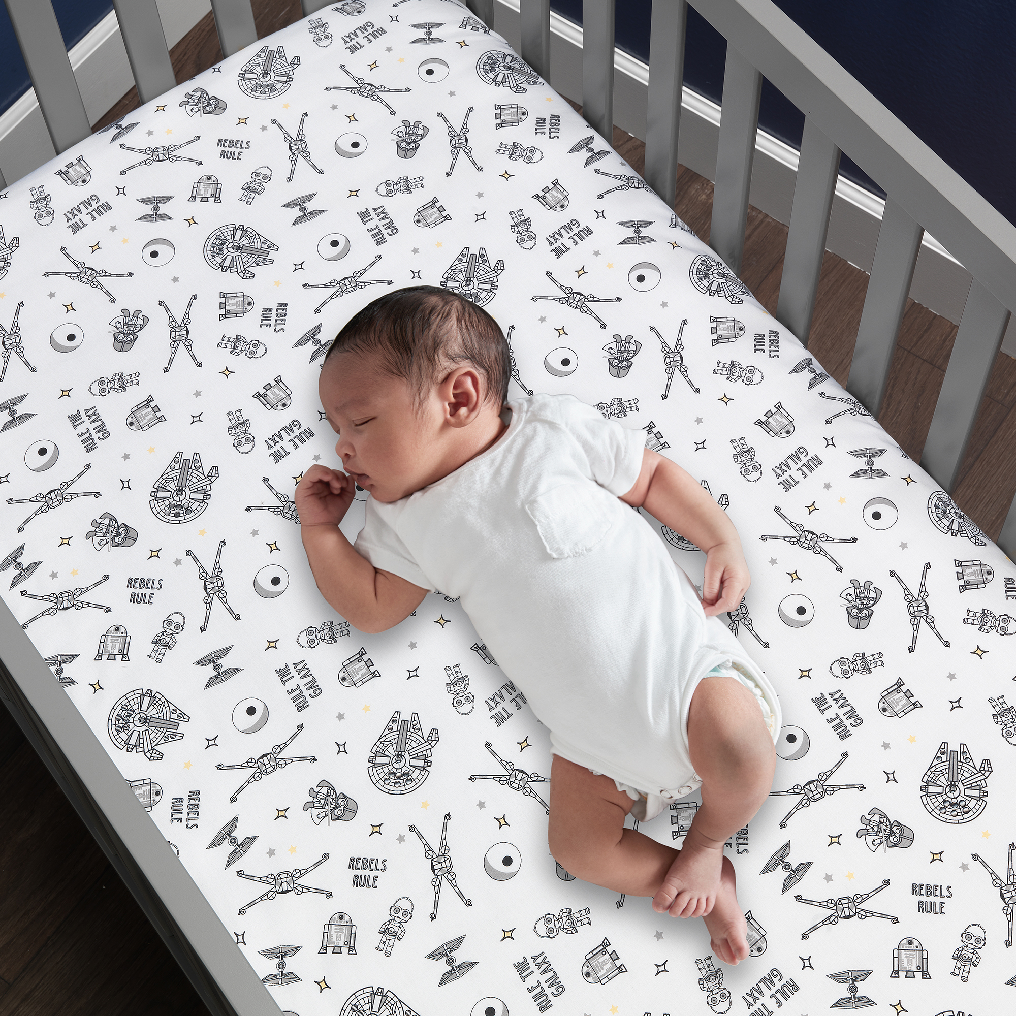 Lambs & Ivy Cotton Fitted Crib Sheet - Star Wars Signature Rebels Rule.