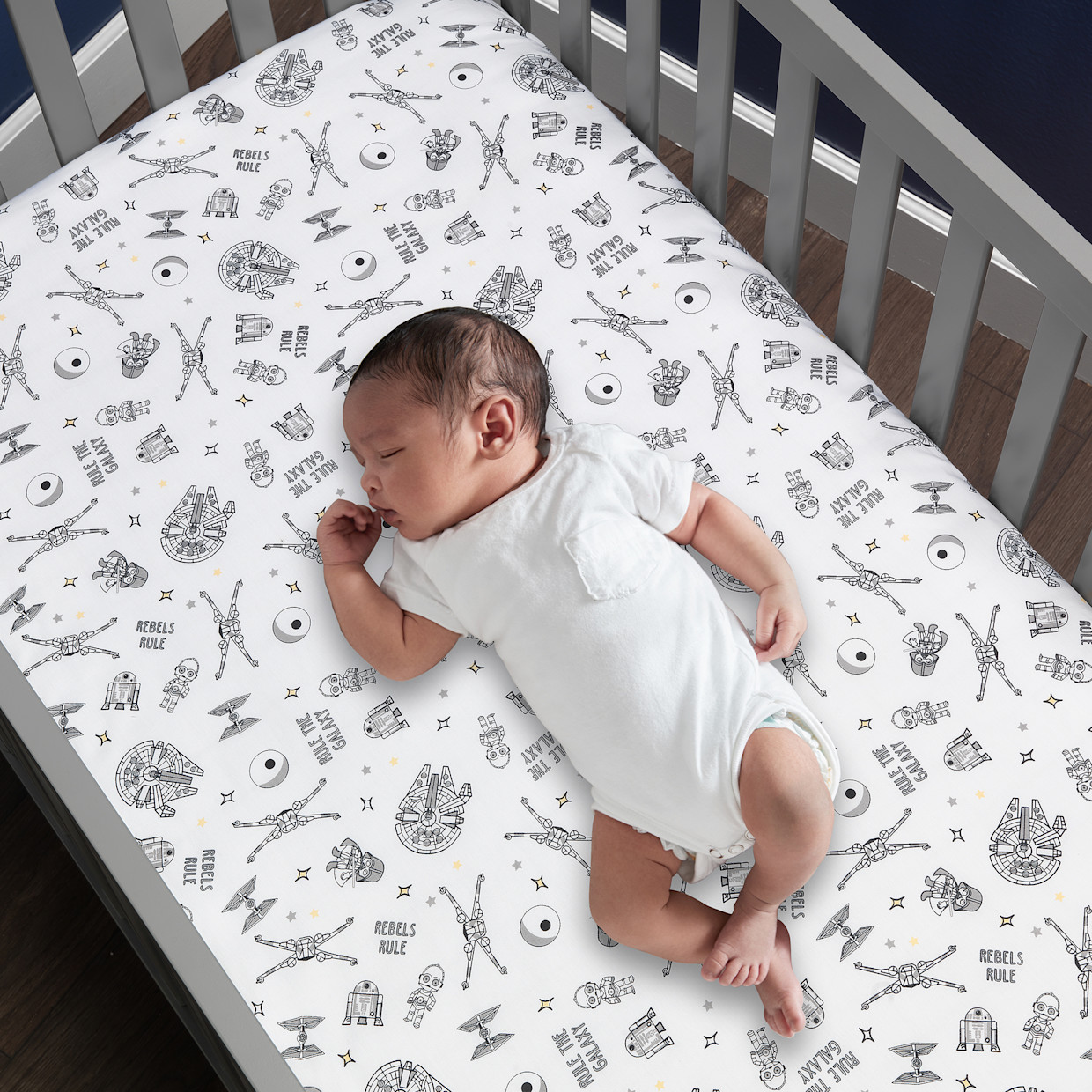 Lambs & Ivy Cotton Fitted Crib Sheet - Star Wars Signature Rebels Rule.