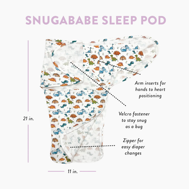Norani Organic Snugababe Swaddle Sleep Pod - Dinosaurs.