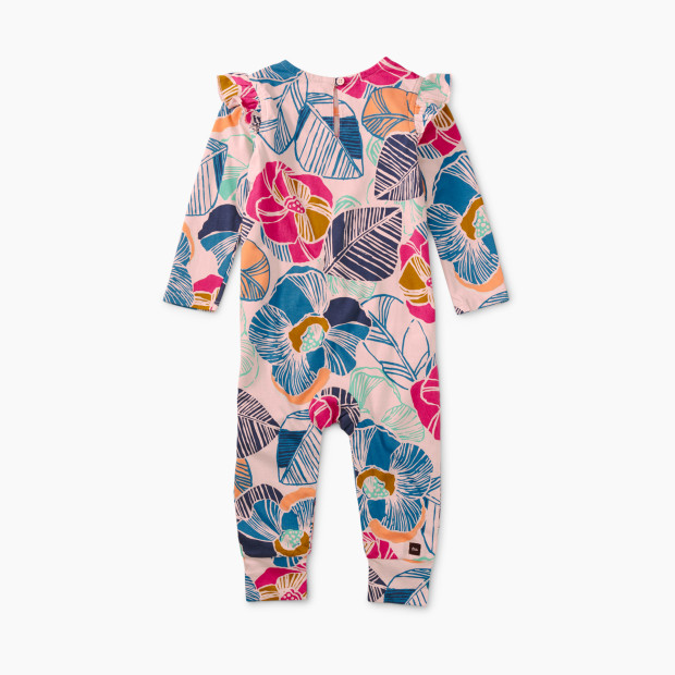 Tea Collection Ruffle Shoulder Baby Romper - Okinawa Tropical Floral, 0-3 M.