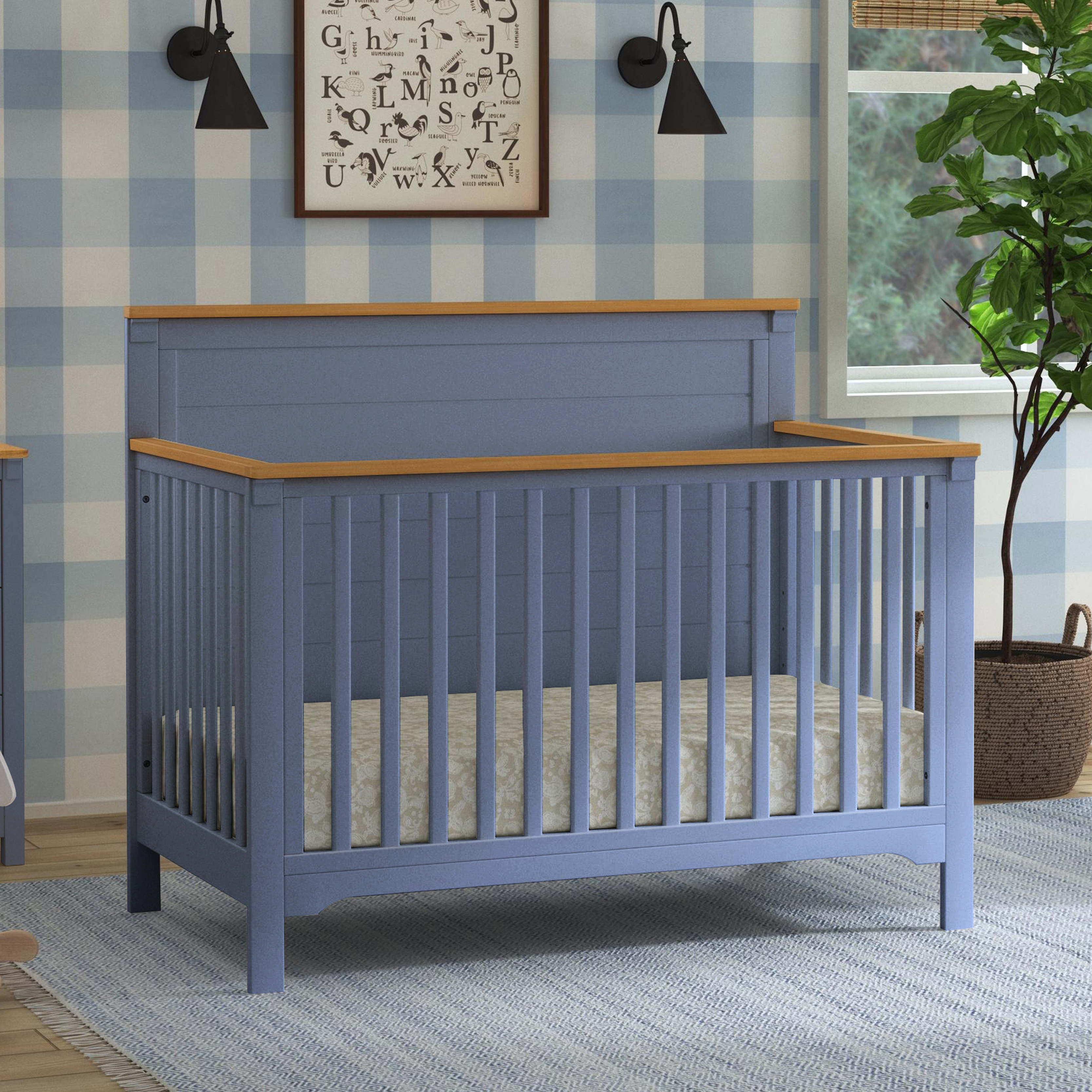 daVinci Shea 4-in-1 Convertible Crib - Cove Blue/Honey.