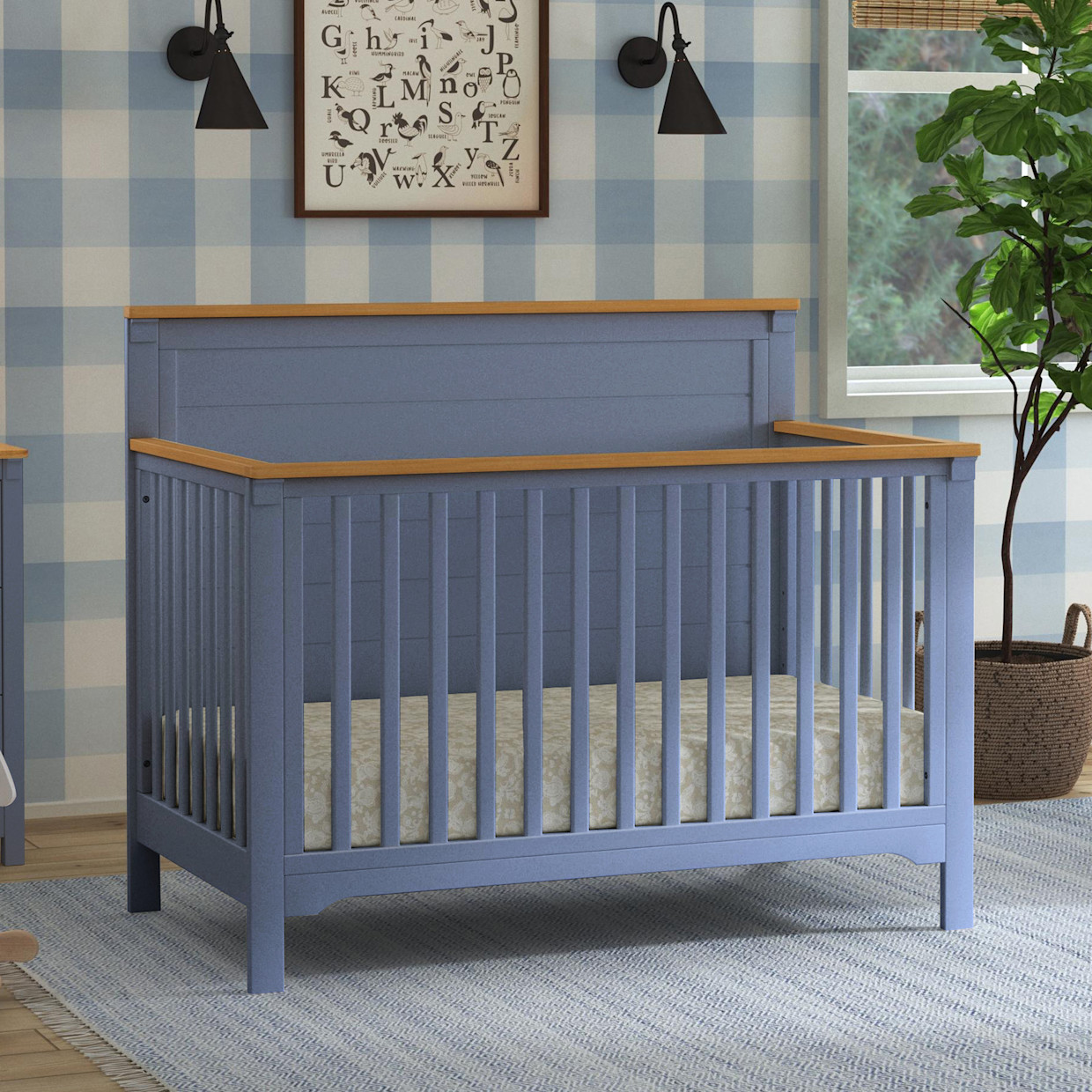 daVinci Shea 4-in-1 Convertible Crib - Cove Blue/Honey.