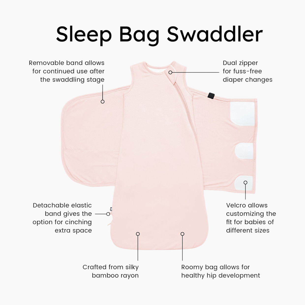 Kyte Baby Sleep Bag Swaddler - Blush, X-Small.