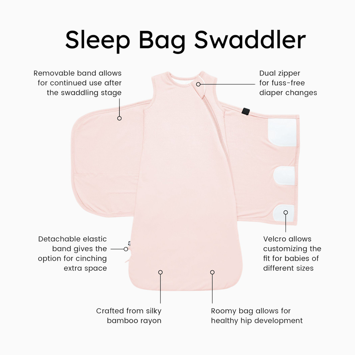 Kyte Baby Sleep Bag Swaddler - Blush, X-Small.