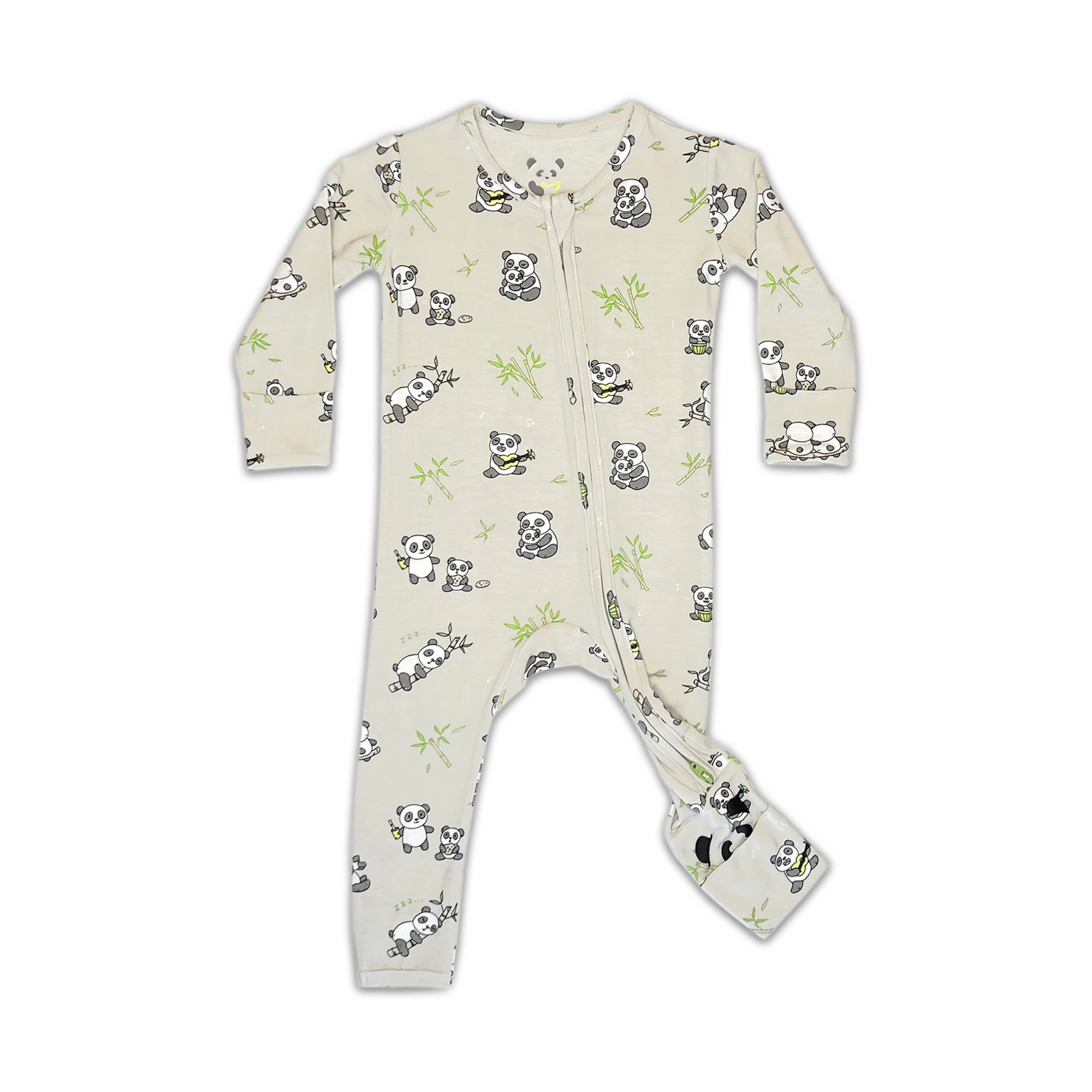 Bellabu Bear Baby Panda Bamboo Convertible Footie White 6-9 Months