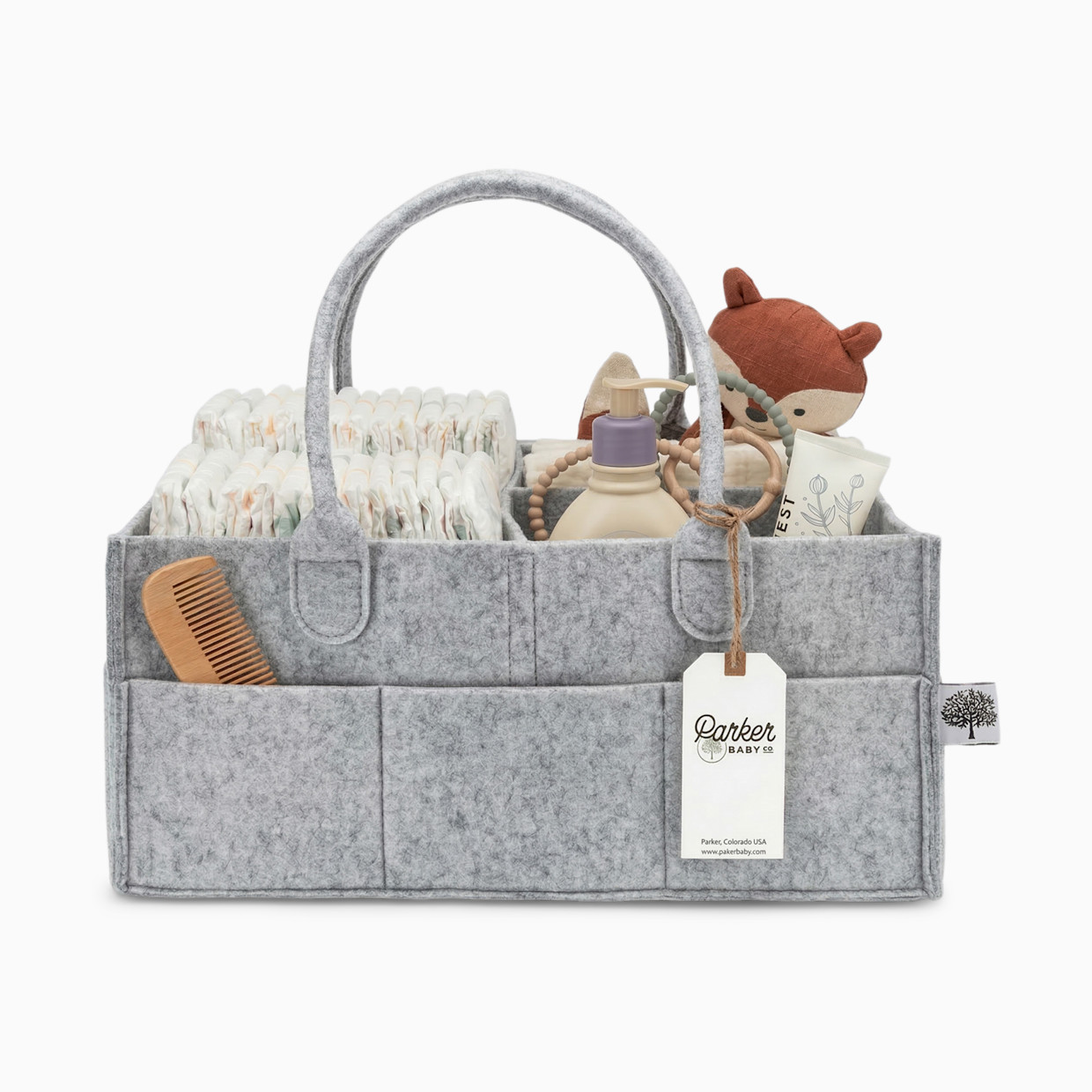 Parker Baby Co. Diaper Caddy - Gray, Large.