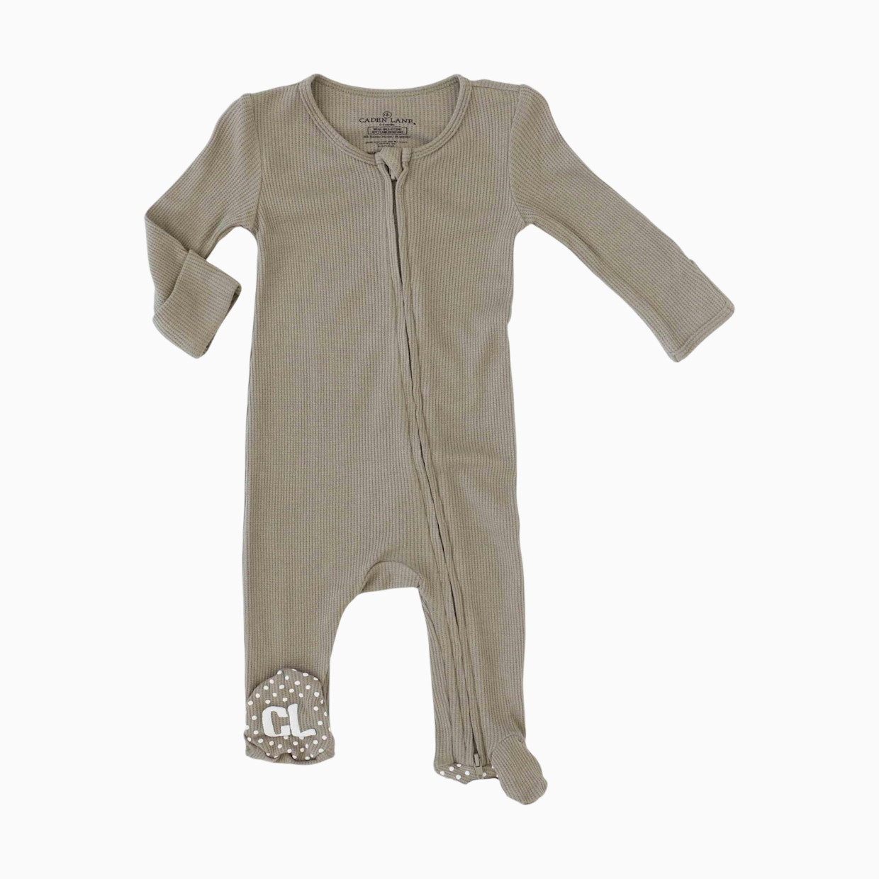 Caden Lane Bamboo Waffle Zipper Footie - Eucalyptus, 0-3 M.