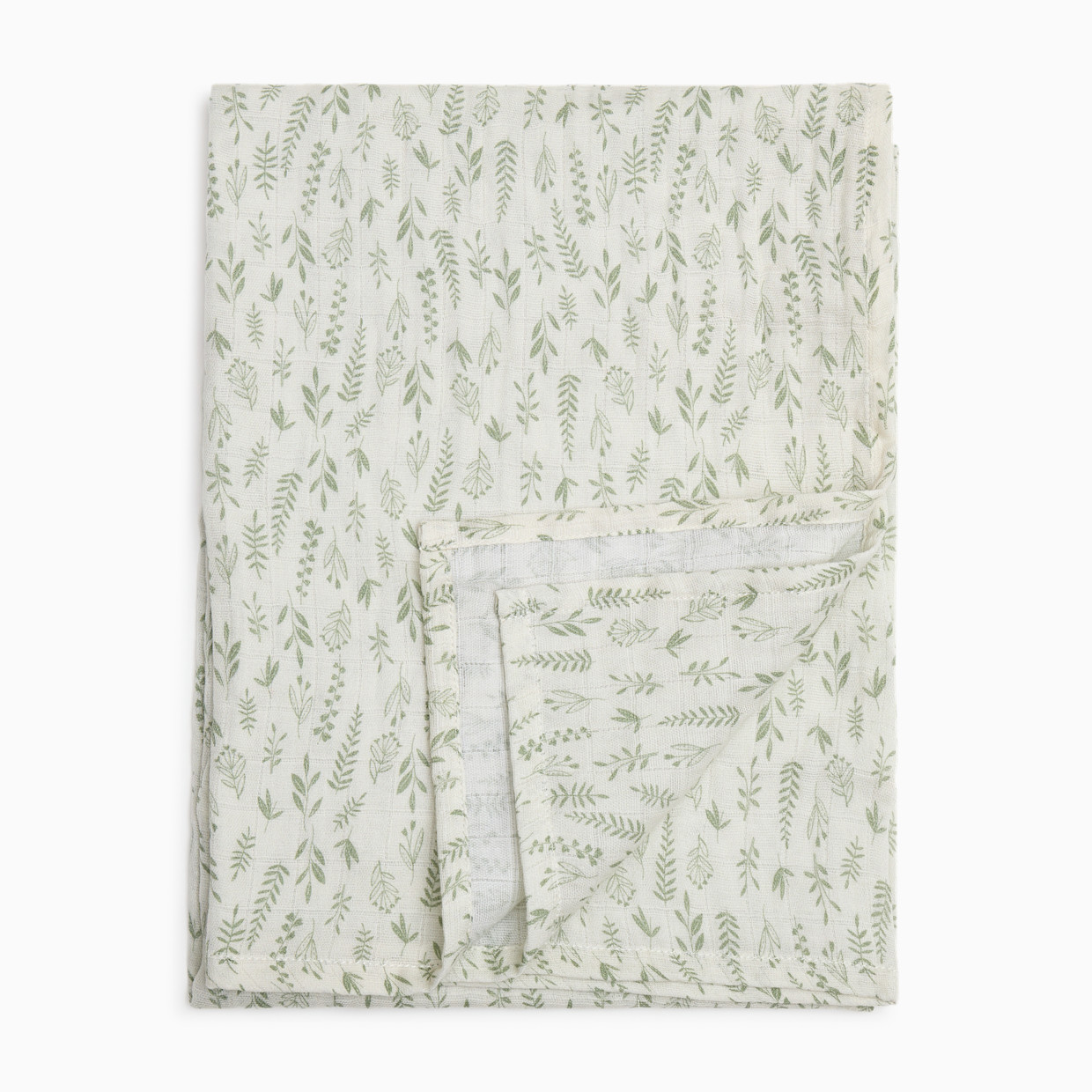 Tiny Kind Organic Cotton Muslin Swaddle Blanket - Multi Leaf Sage.