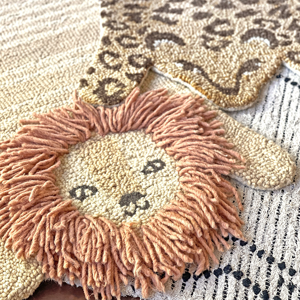 Crane Baby Hand Tufted Wool Animal Shaped Rug - Lion, 24” X 36” X 0.6”.