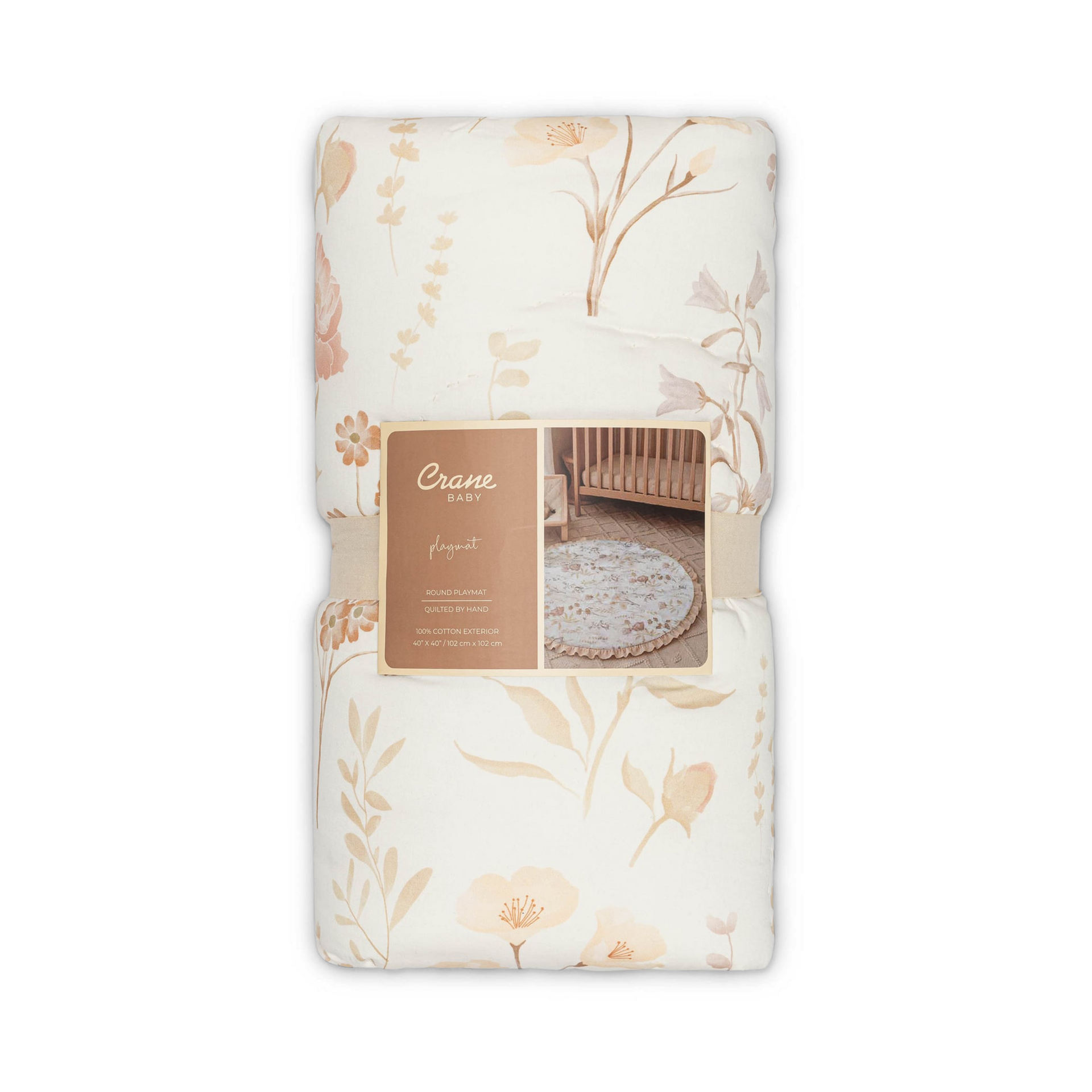 Crane Baby Cotton Quilted Playmat - Ruffled Violet Floral.