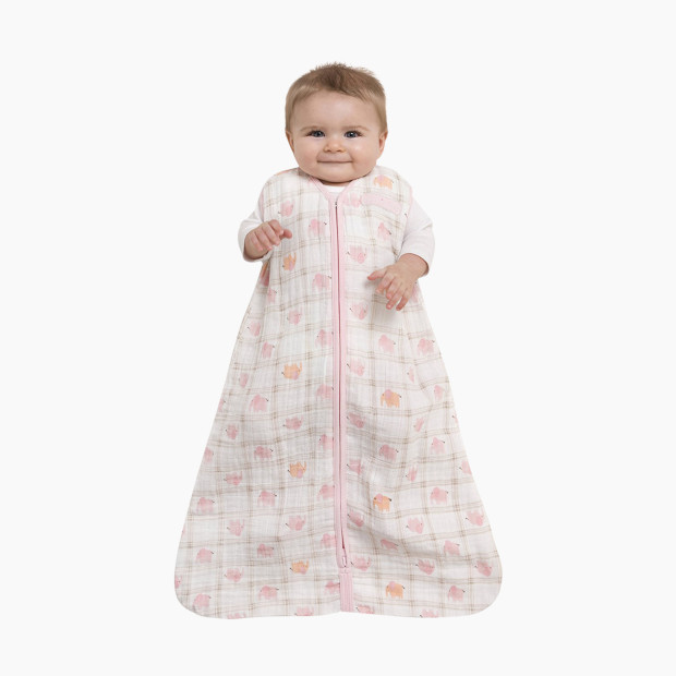 Halo SleepSack Wearable Blanket Muslin - Elephant Plaid, Small.