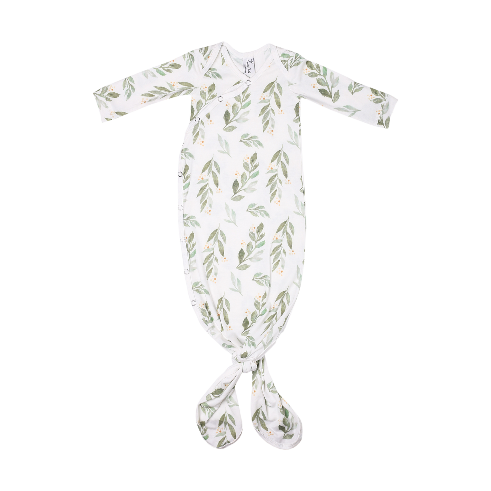 Copper Pearl Baby Gown - Knotted Newborn Sleepers for Baby Boy and Girl, Soft Stretchy Long Sleeve Infant Gowns with Bottom Tie and Hand Mittens, Perfect Hospital Coming Home Outfit (Fern)