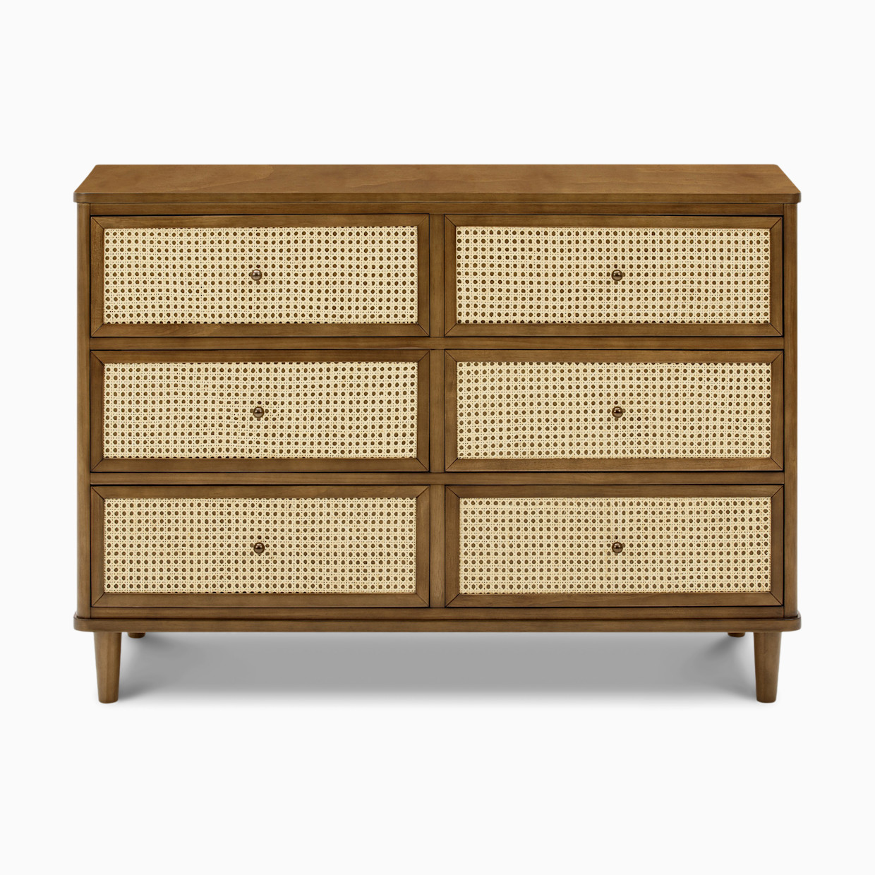 Namesake Marin 6 Drawer Dresser - Natural Walnut With Blonde Cane.