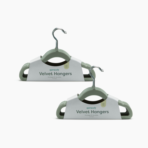 Sprucely Non-Slip Velvet Hangers in Sage