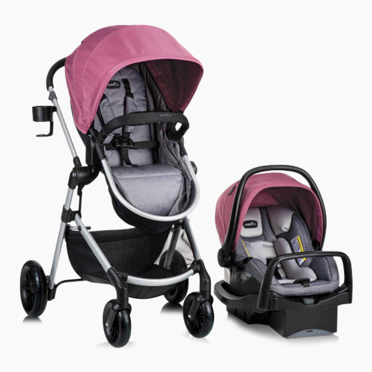 Evenflo Pivot Travel System with Safemax Infant Car Seat - Dusty Rose.