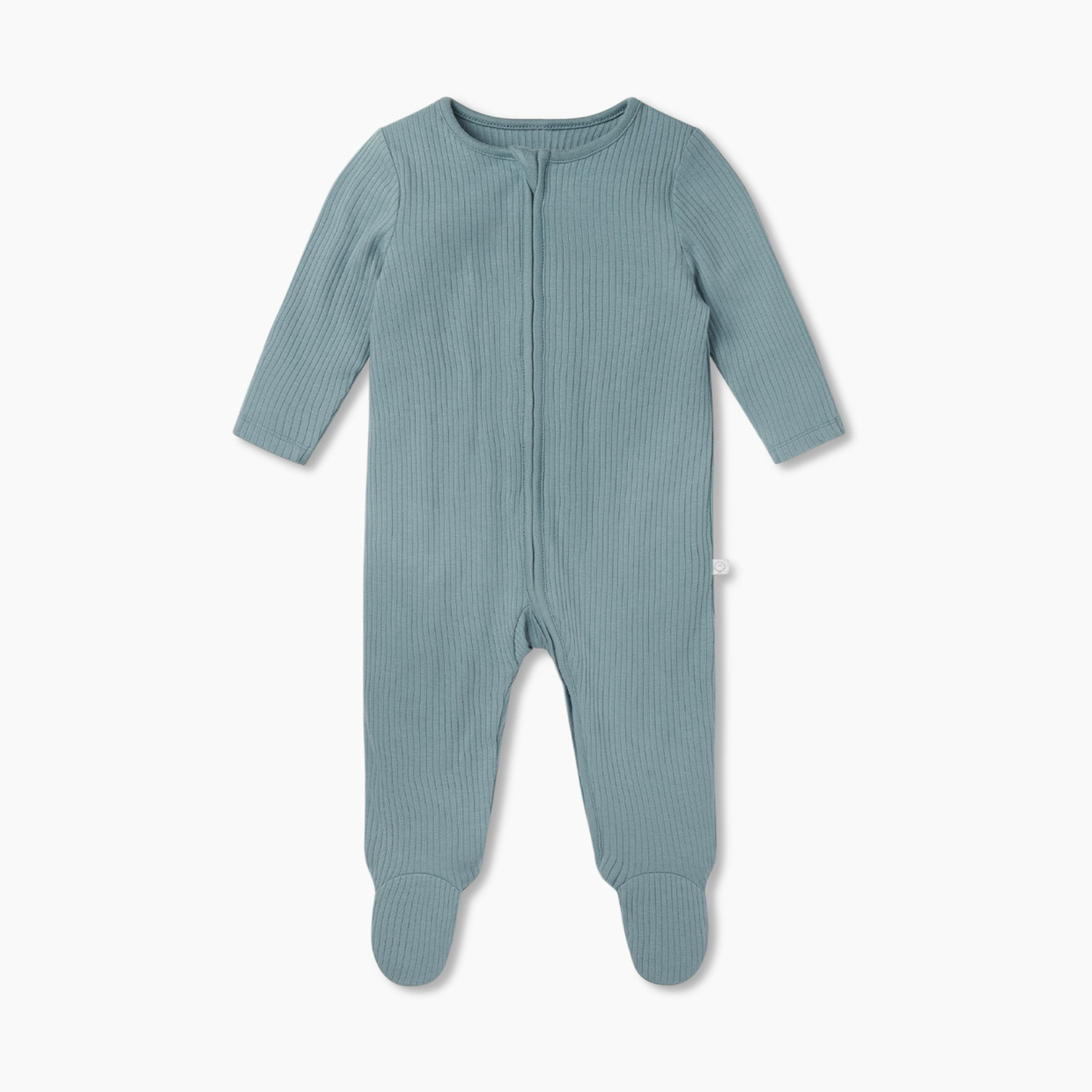 MORI Ribbed Clever Zip Footed Baby Pajamas - Ribbed Blue, 3-6 M.