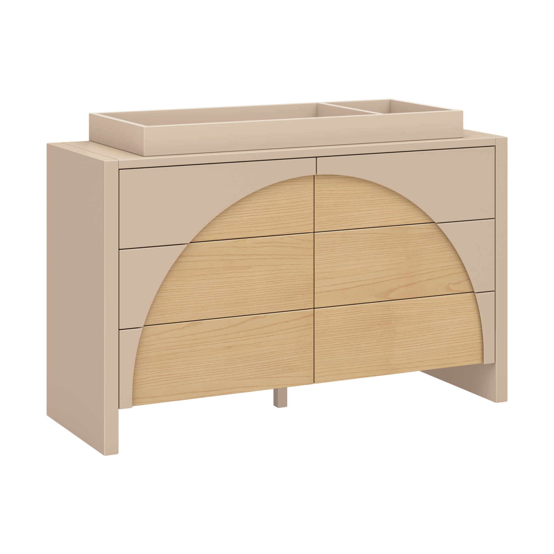 babyletto Moab 6-Drawer Assembled Dresser - Taupe/Ash.