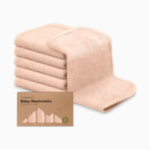 6-Pack Baby Washcloths - Soft Absorbent Viscose from Bamboo Wash Cloths for Babies, Kids, Toddlers, Infant, Newborn Bath Towels, Gentle on Sensitive Skin, 10x10 Reusable Face Towels (Peachy)