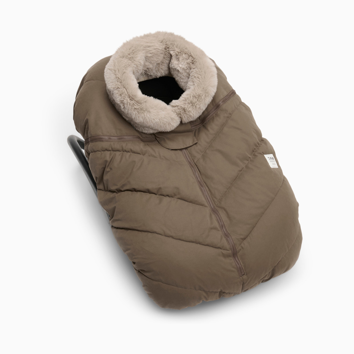 7AM Enfant Car Seat Cocoon - Moss Brown/Greige Fur.