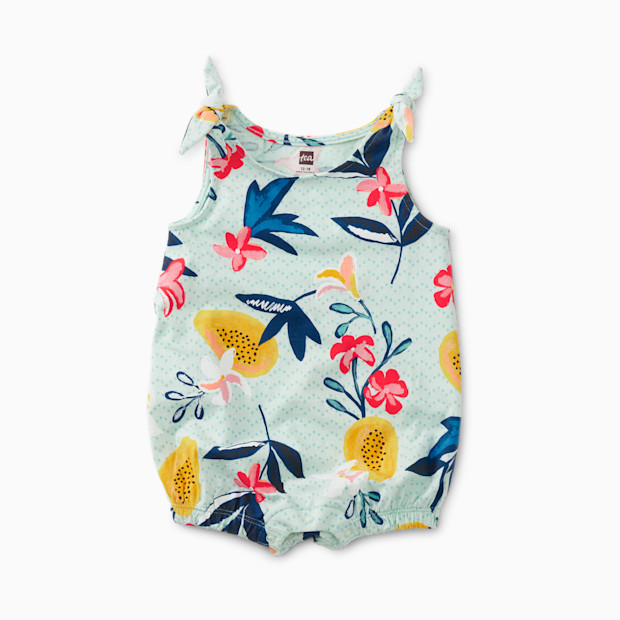 Tea Collection Tie Shoulder Baby Romper - Jamaican Papapya, 0-3 Months.
