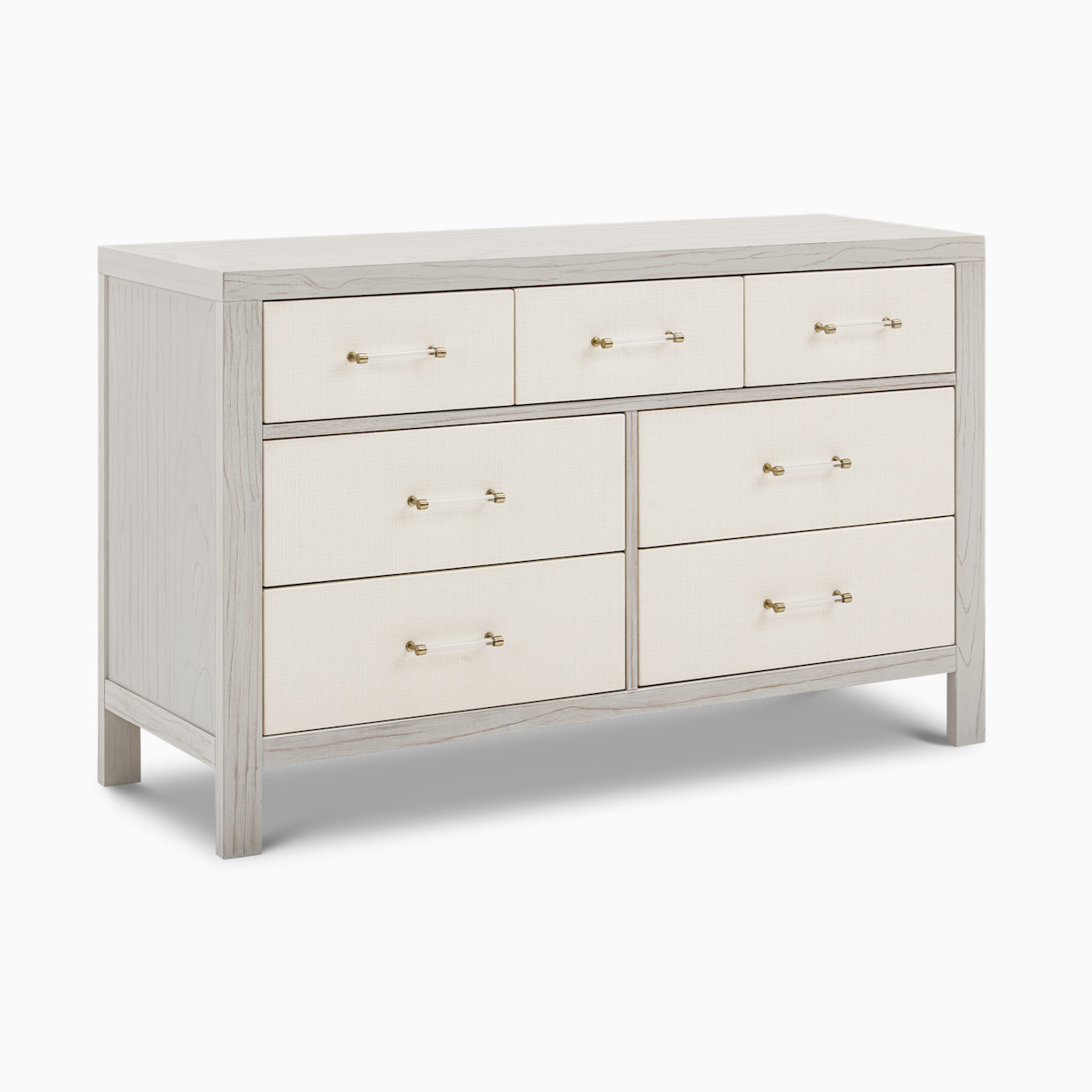 Namesake Eloise 7-Drawer Assembled Dresser - White Driftwood And Performance Pearl Eco-Weave.