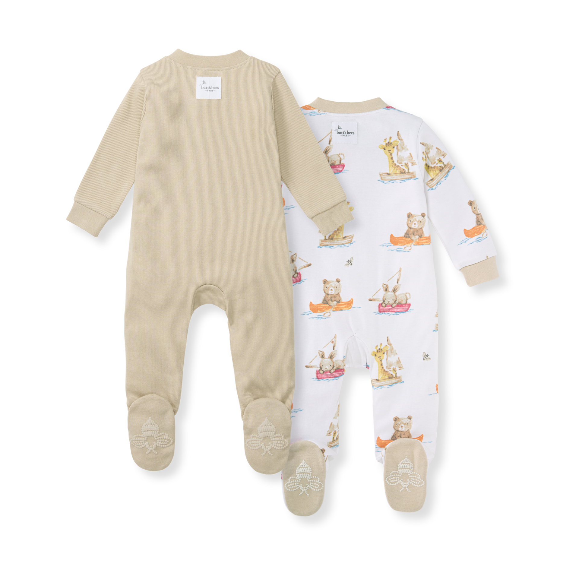 Burt's Bees Baby 2-Pack Organic Sleep & Play Footie Pajamas - Friend Ship, Newborn.