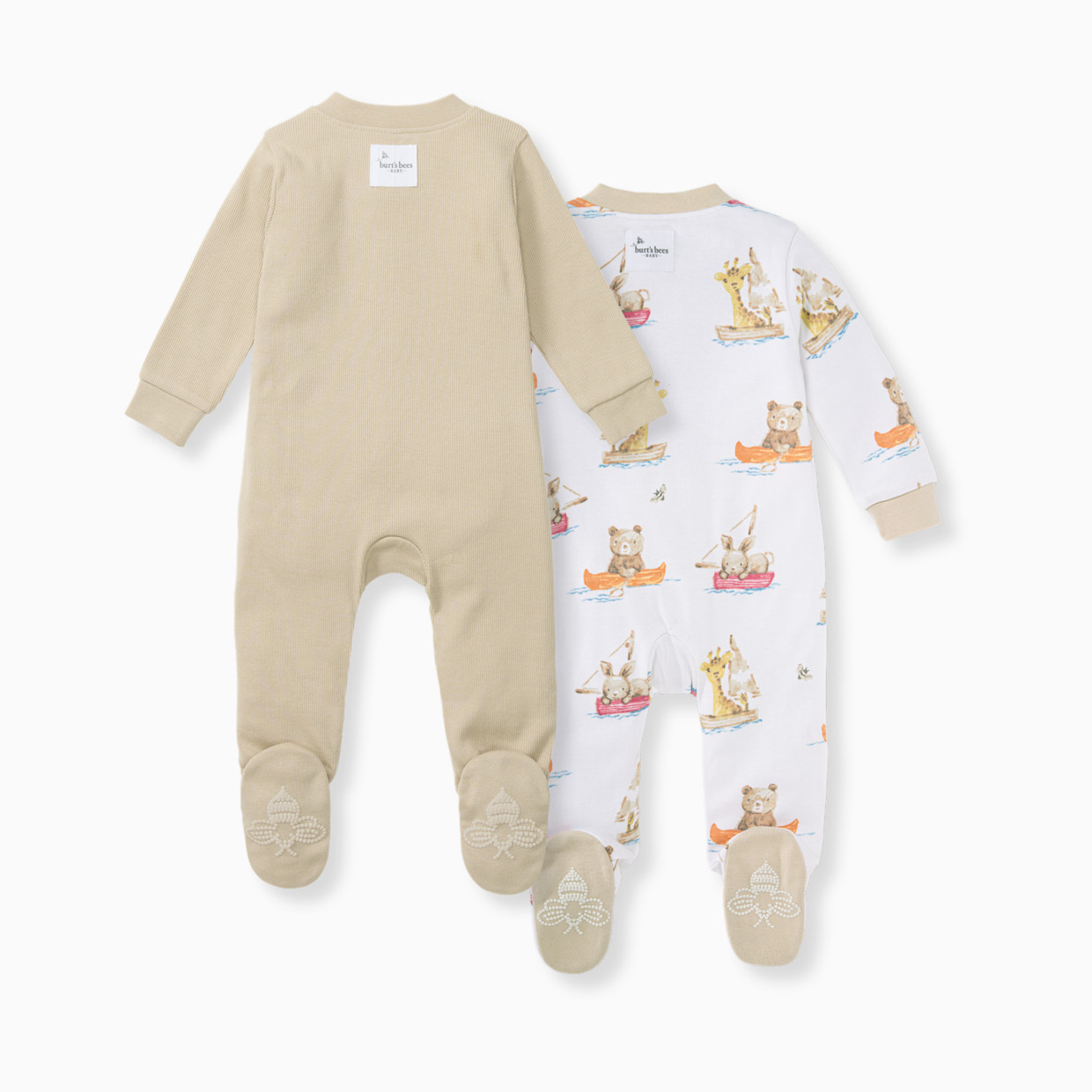 Burt's Bees Baby 2-Pack Organic Sleep & Play Footie Pajamas - Friend Ship, 3-6 M.