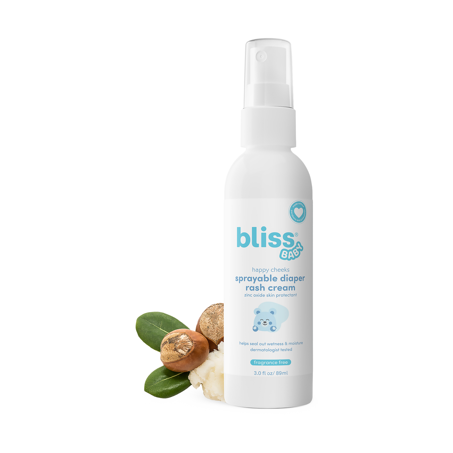 Bliss Baby Diaper Rash Cream Spray - Fragrance-Free, No Touch & Mess-Free, Treats, Soothes & Prevents Diaper Rash, Zinc Oxide, Dermatologist Tested, Vegan, Organic Aloe Vera, Shea Butter & Olive Oil