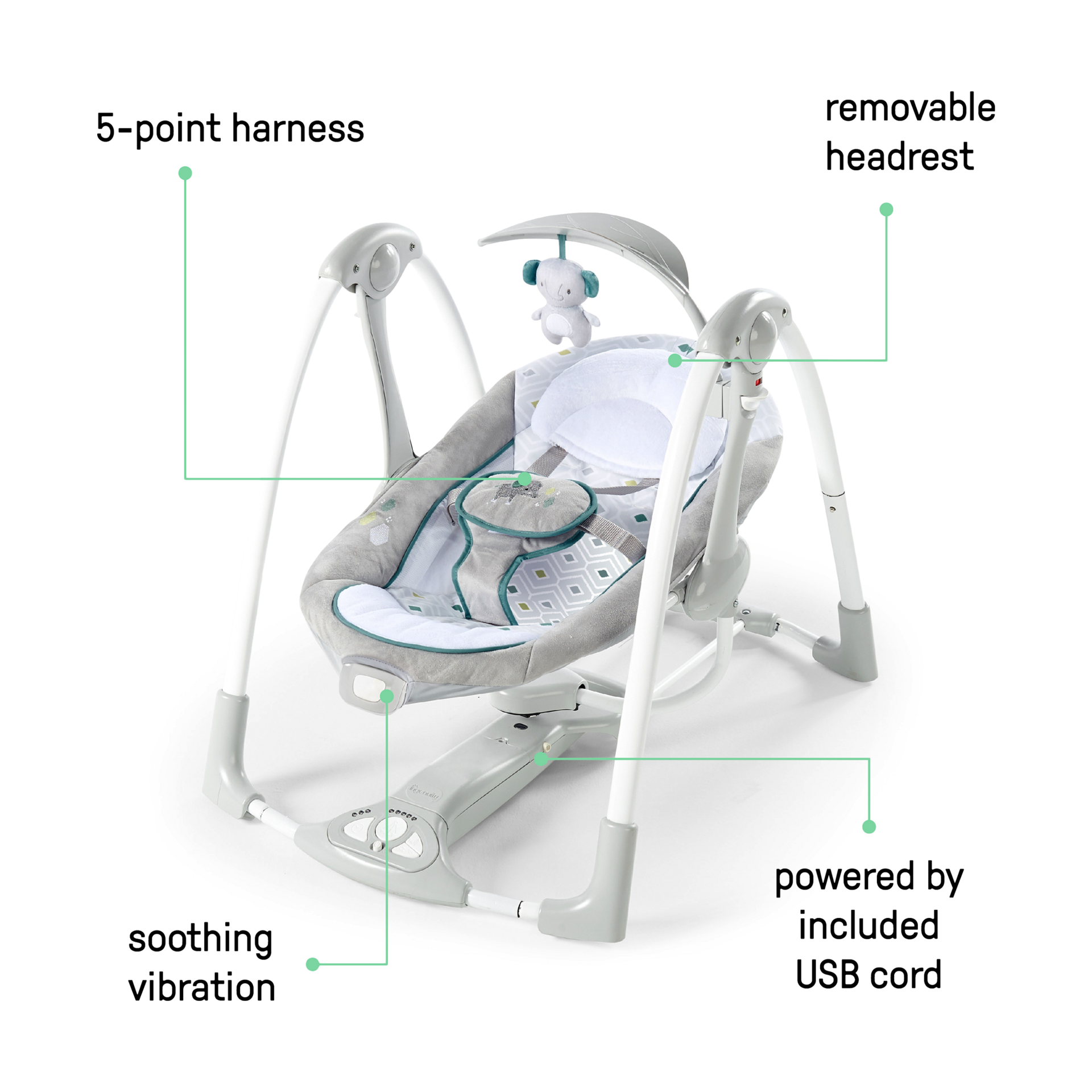 Ingenuity ConvertMe 2-in-1 Compact Portable Baby Swing 2 Infant Seat - Nash.