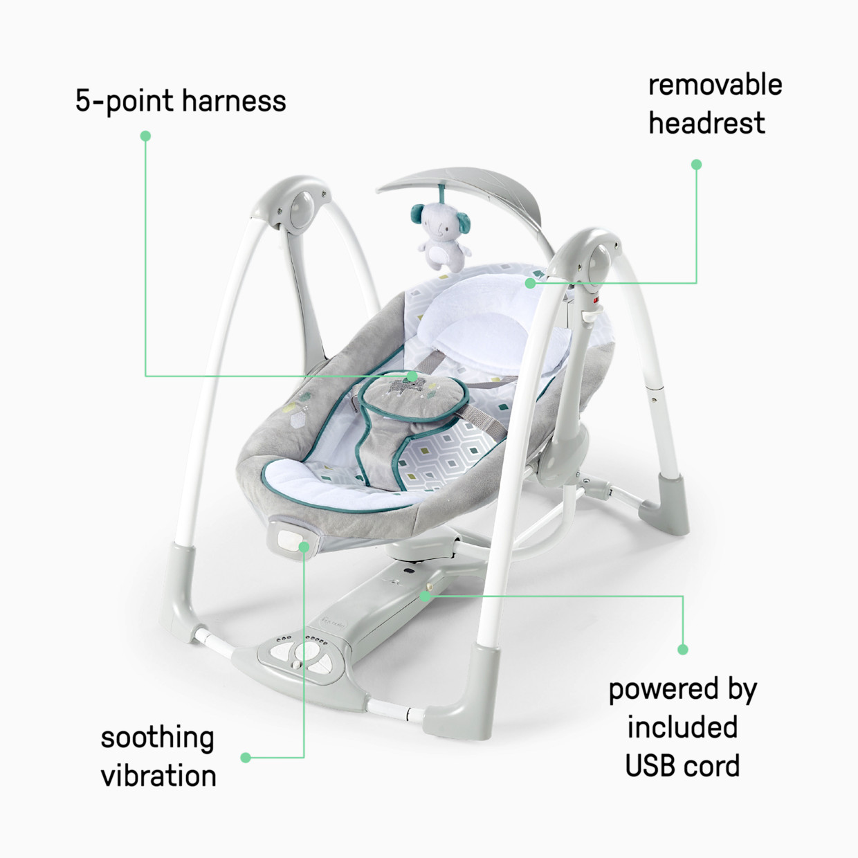 Ingenuity ConvertMe 2-in-1 Compact Portable Baby Swing 2 Infant Seat - Nash.