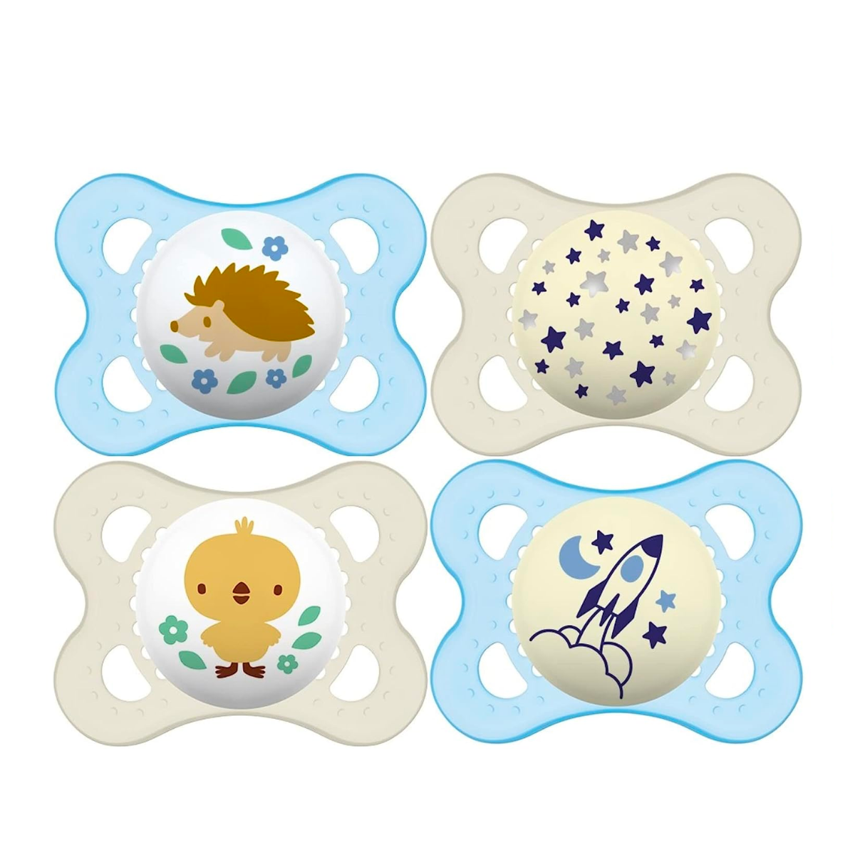 MAM Original Day & Night Pacifiers, Binky Pacifier for 0-6 Months, BPA-Free Silicone, Glows in The Dark, Best for Newborn Babies, Developed with Medical Experts, 4 Count Binkies