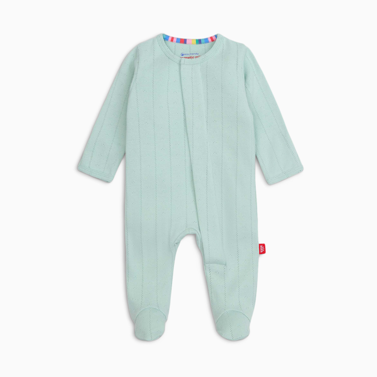 Magnetic Me Pointelle Organic Cotton Footie - Seagrass, 3-6 M.