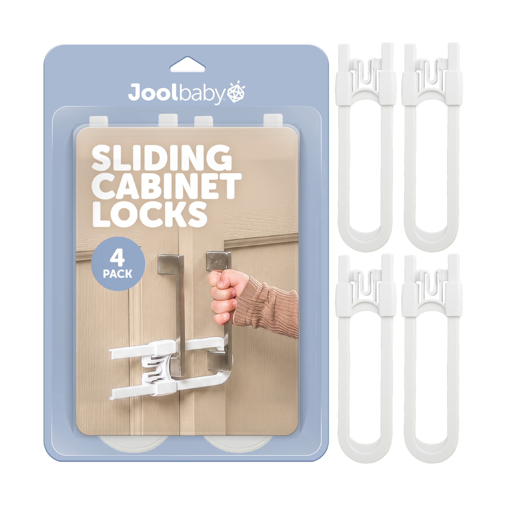 Jool Baby U Shape Sliding Cabinet Locks (4 Pack).