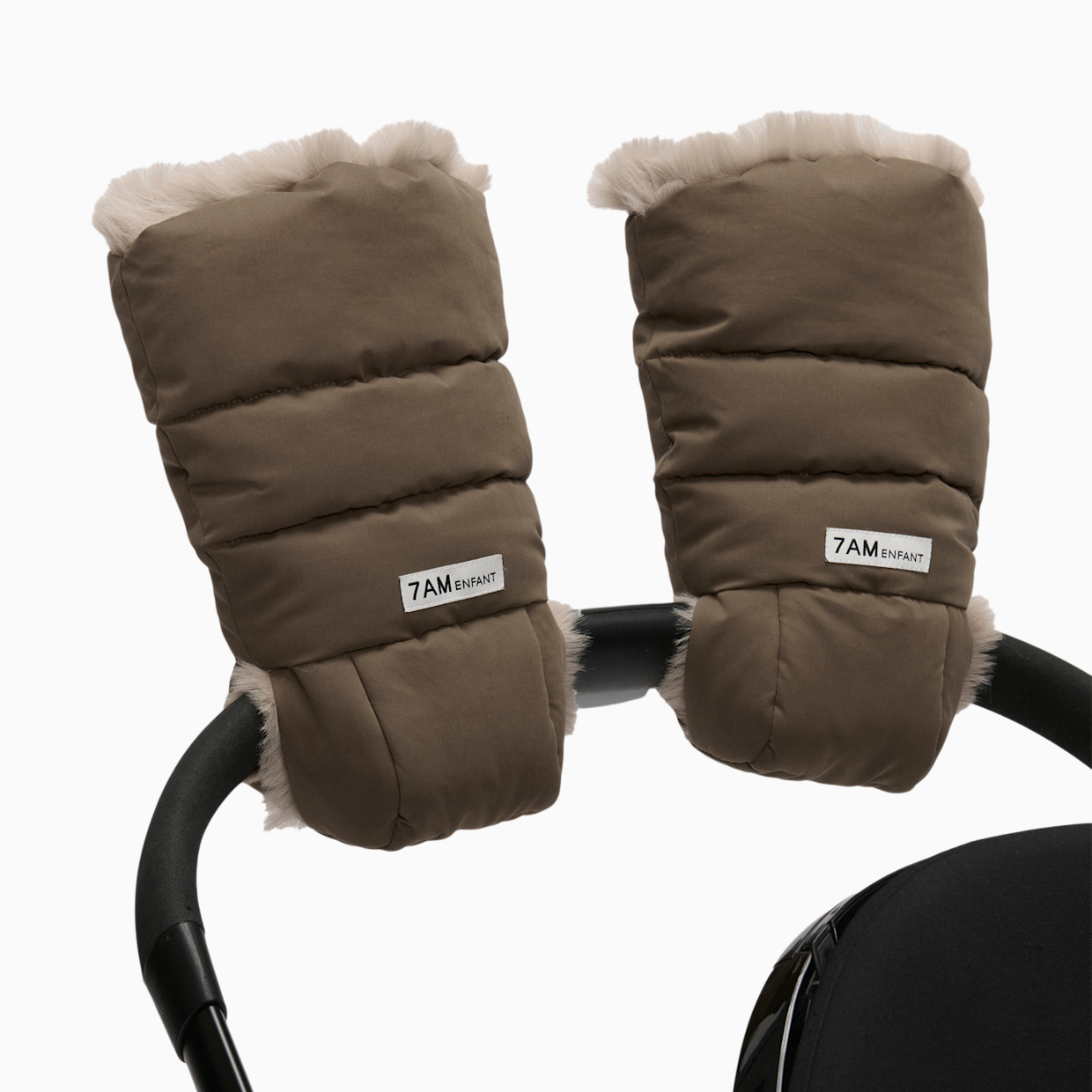 7AM Enfant Warmmuffs - Moss Brown/Greige Fur.