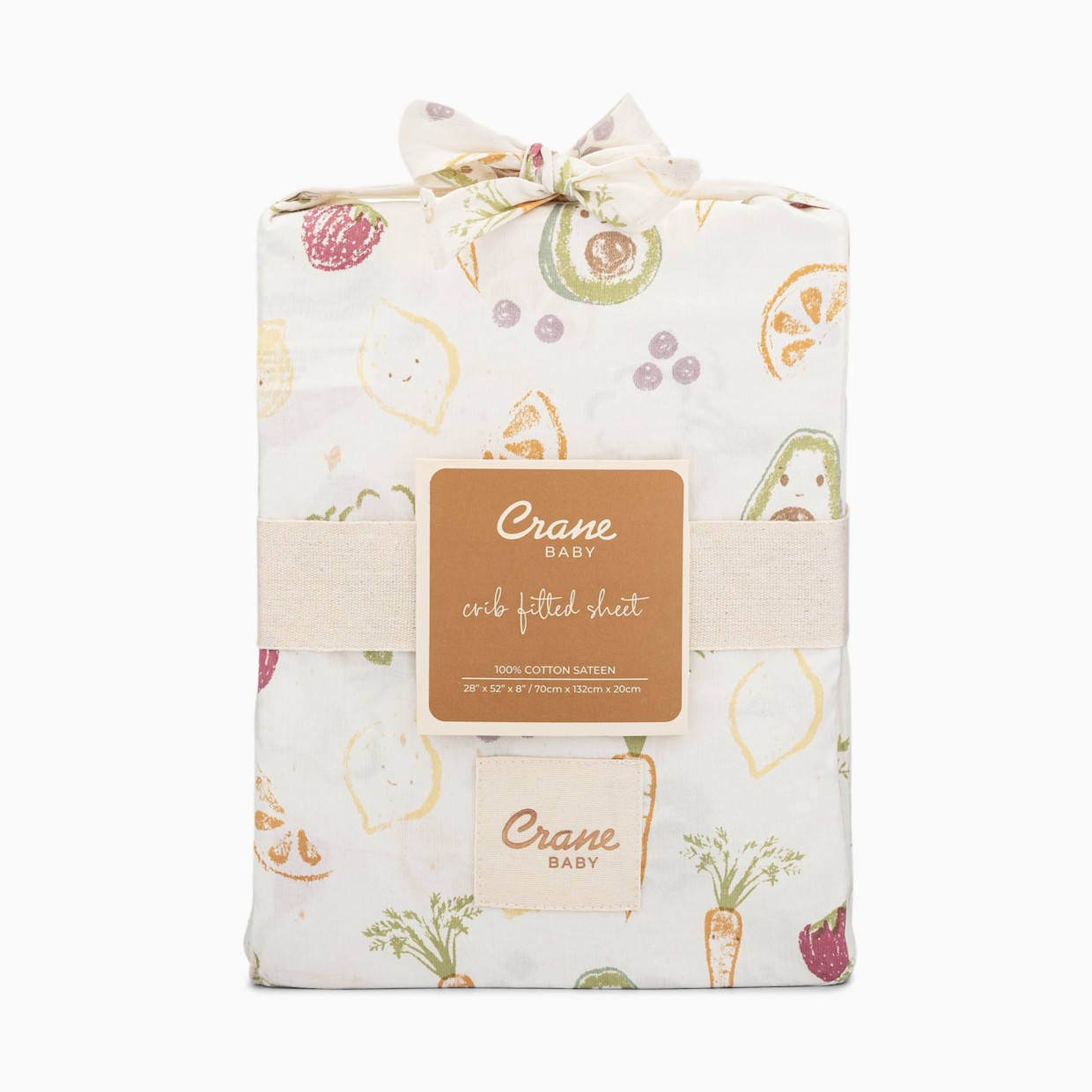 Crane Baby Cotton Sateen Crib Fitted Sheet - Clementine Fruits & Veggies.