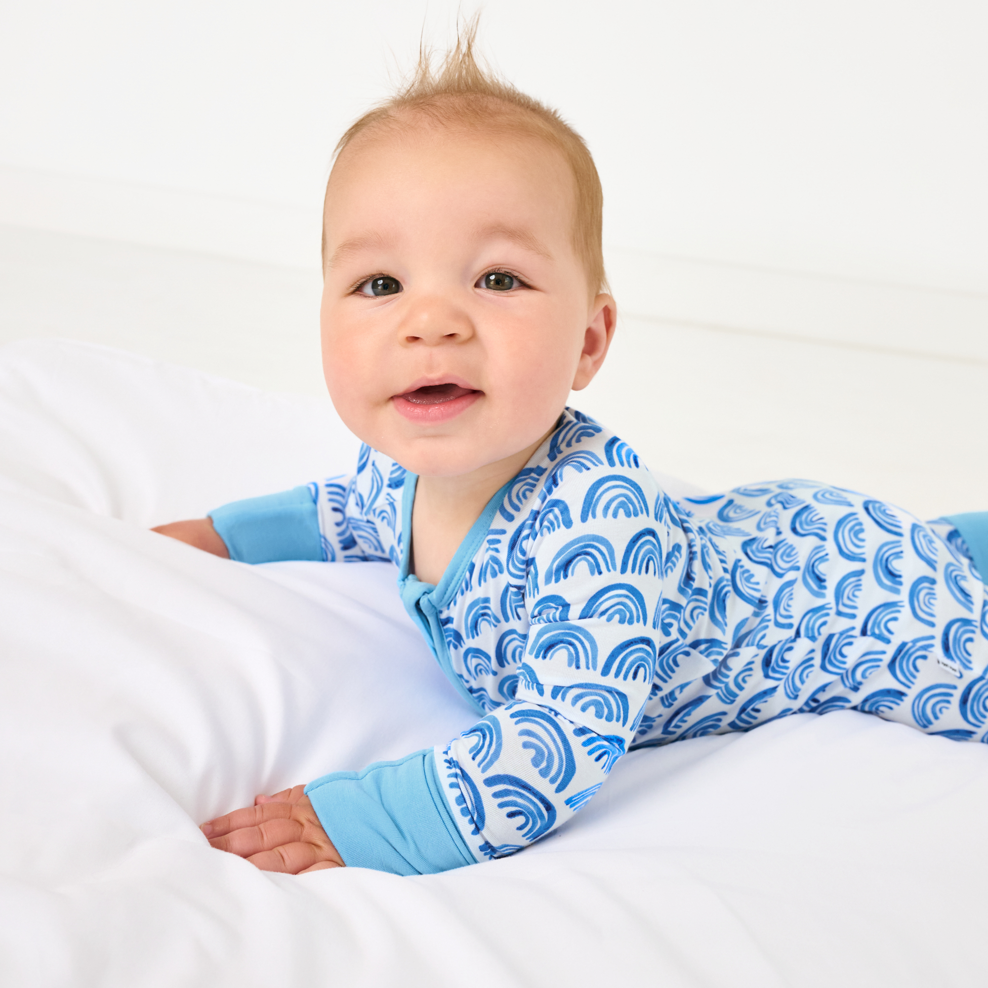 Little Sleepies Zippy - Blue Rainbows, 3-6 M.