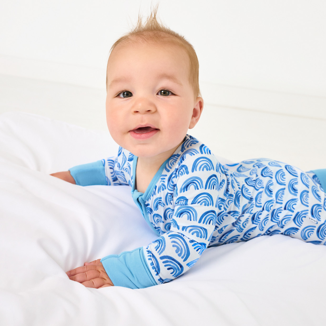 Little Sleepies Zippy - Blue Rainbows, Preemie.