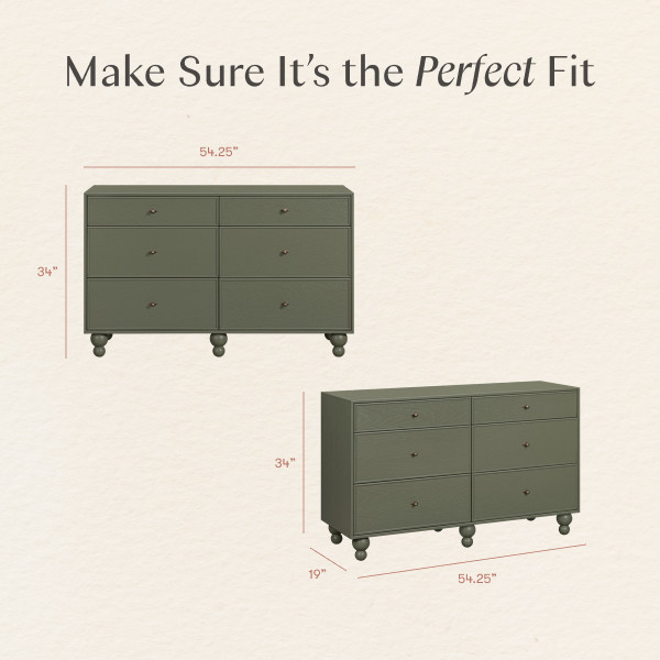 babyletto Astre 6-Drawer Wide Assembled Dresser by Nate Berkus - Archival Elm.
