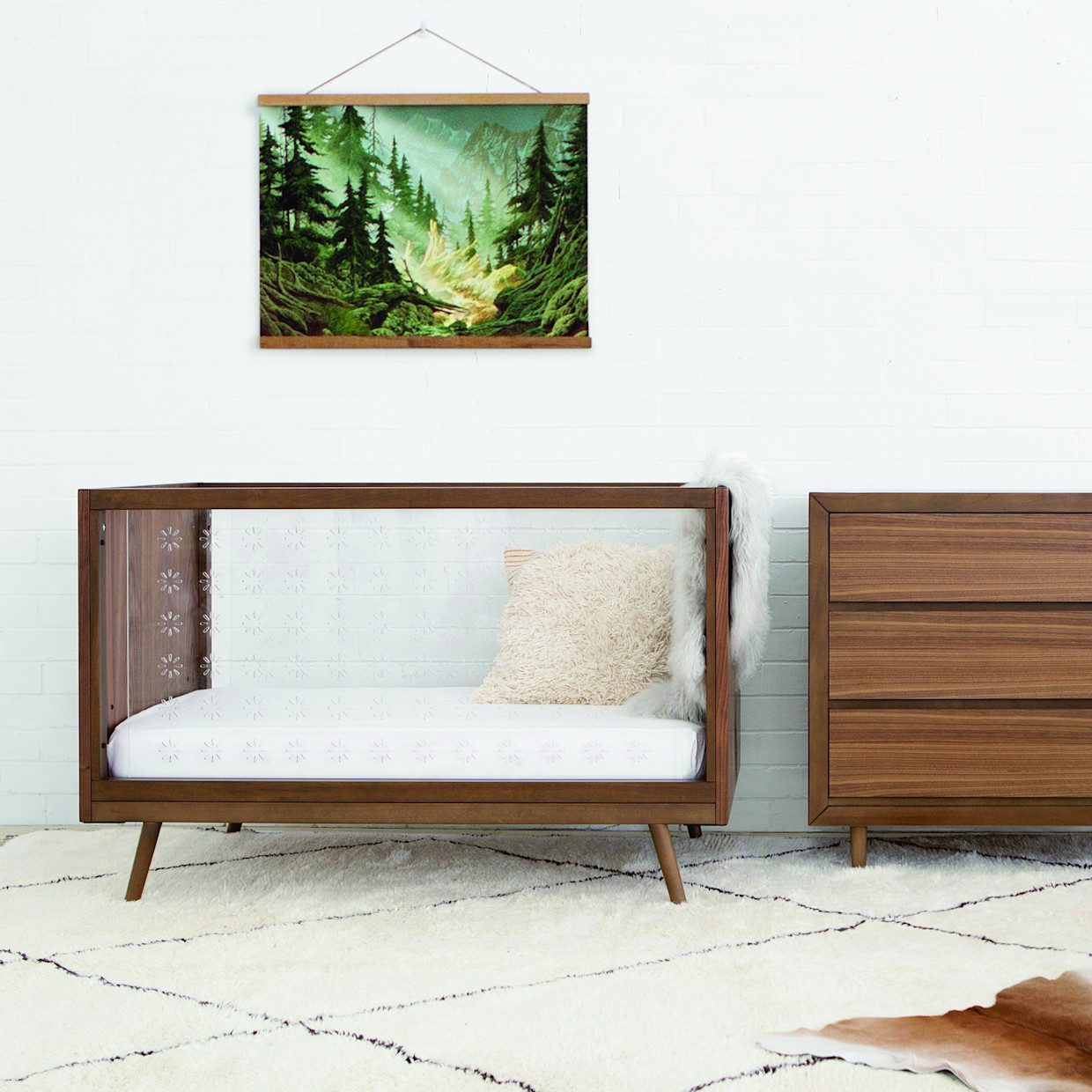 Ubabub Nifty Clear 3-in-1 Crib - Walnut.