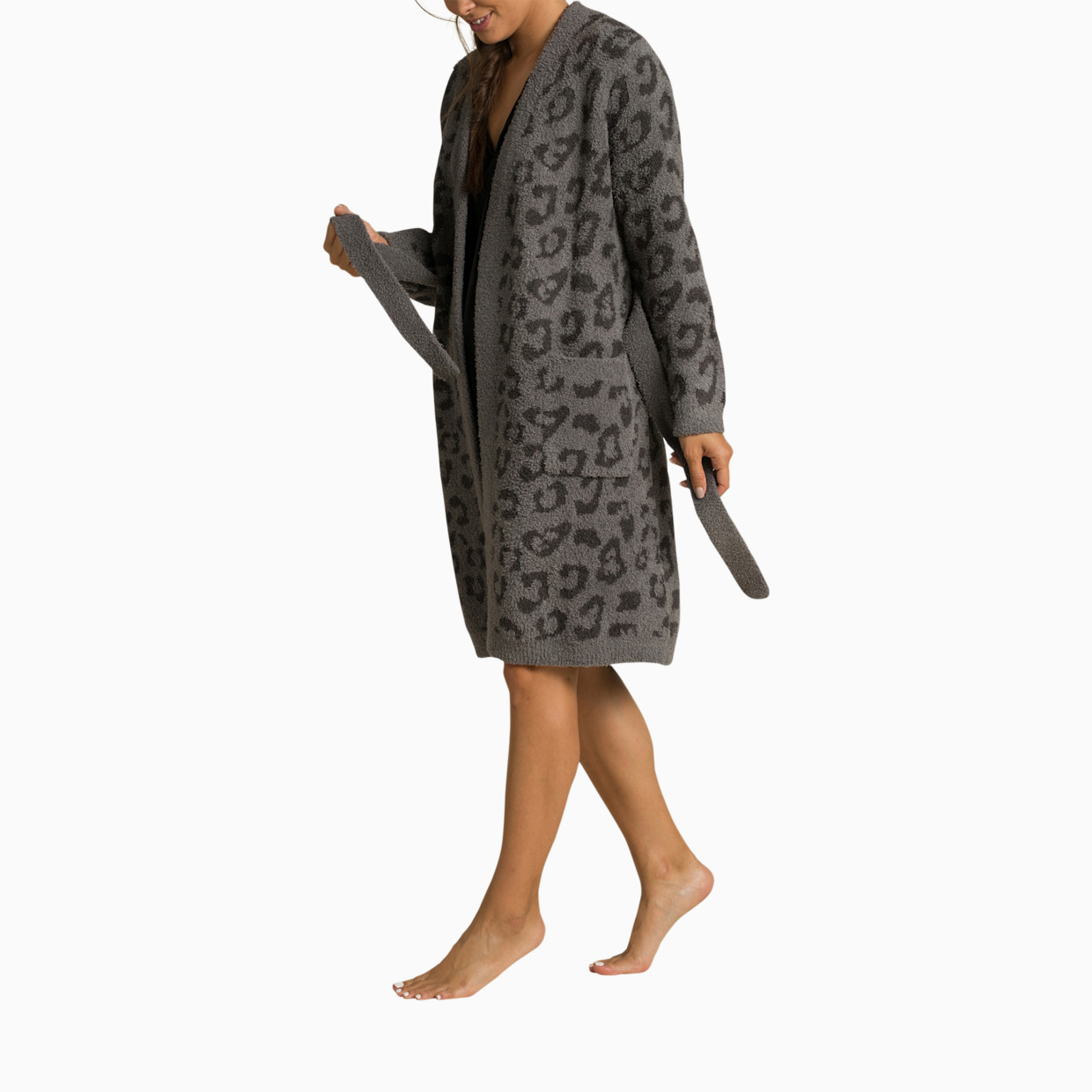 Barefoot Dreams CozyChic Barefoot In The Wild Robe - Graphite/Carbon, L.