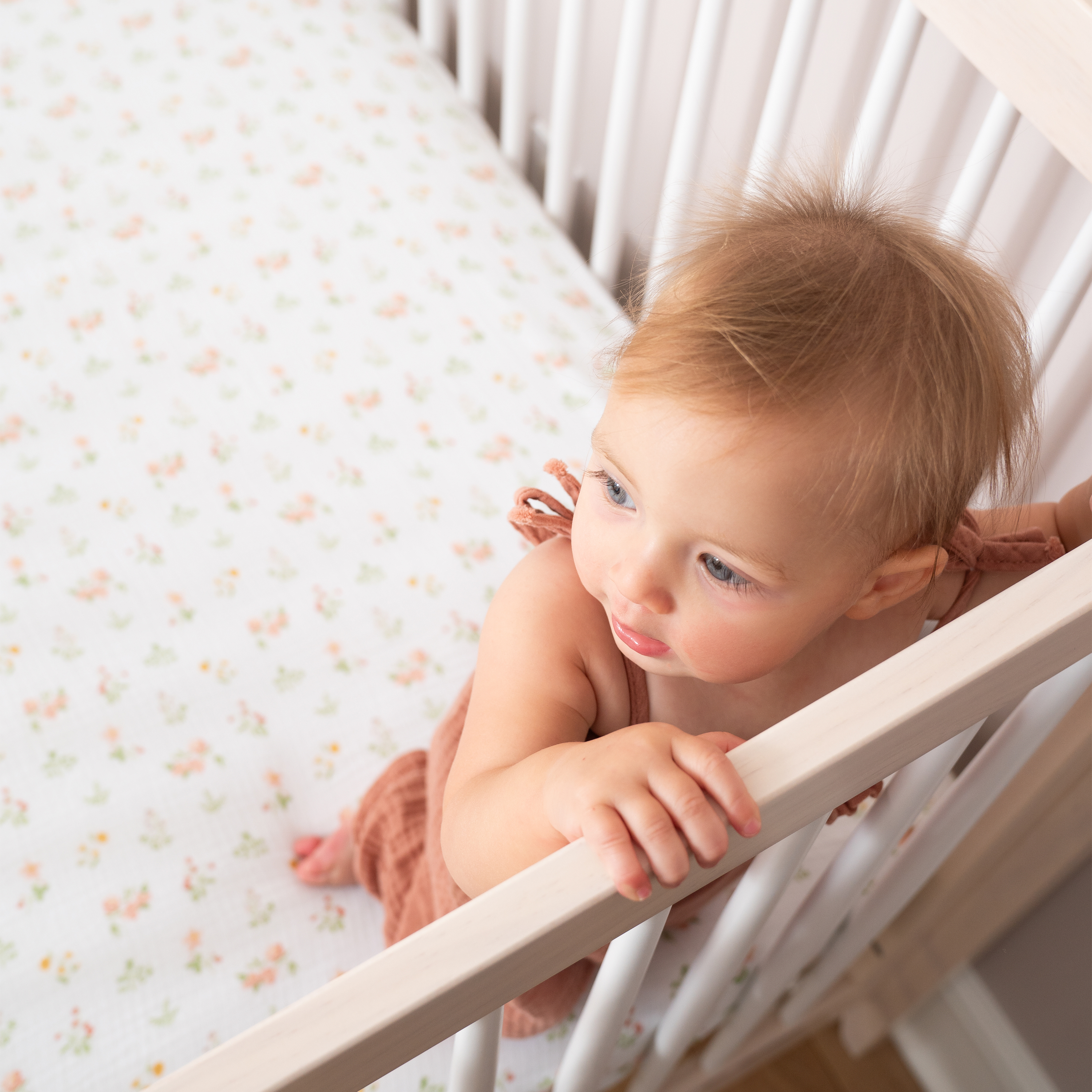 Aden + Anais Essentials Cotton Muslin Crib Sheet.