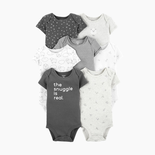 Carter's Short Sleeve Bodysuit (7 Pack) - Muti (Grey Snuggle Is Real), Newborn.