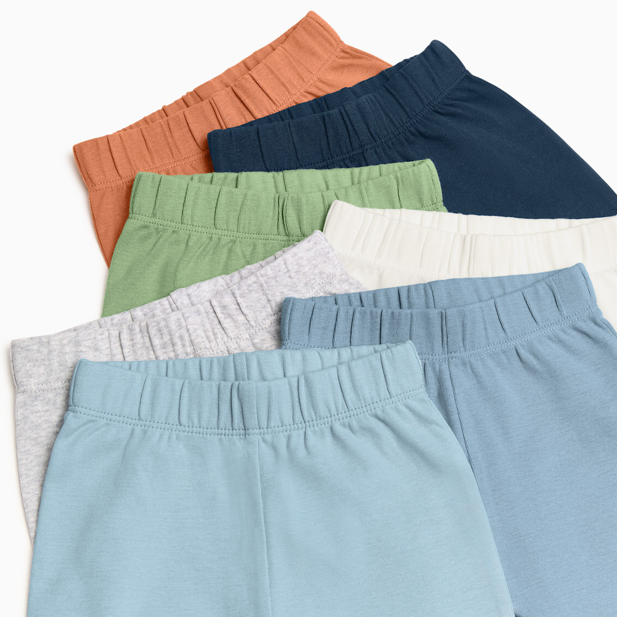 Small Story Organic Cotton Solid Everyday Pant (7 Pack) - Ocean Mix, 0-3 M.