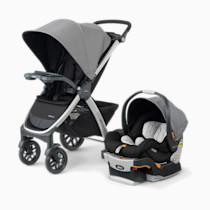 Chicco Bravo 3-in-1 Trio Travel System, Bravo Quick-Fold Stroller with KeyFit 30 Infant Car Seat and Base, Car Seat and Stroller Combo | Camden/Black