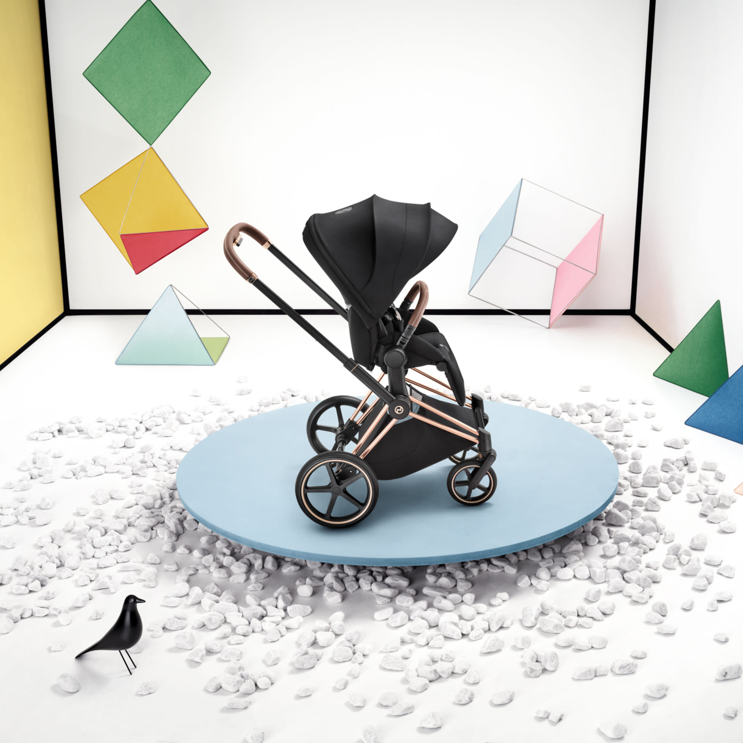 Cybex PRIAM Stroller - Matte Black Frame/Coconut Brown Lux Seat.